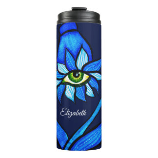 Garrafa Térmica Midnight Gothic Eye Flower - Dark Blue Botanical