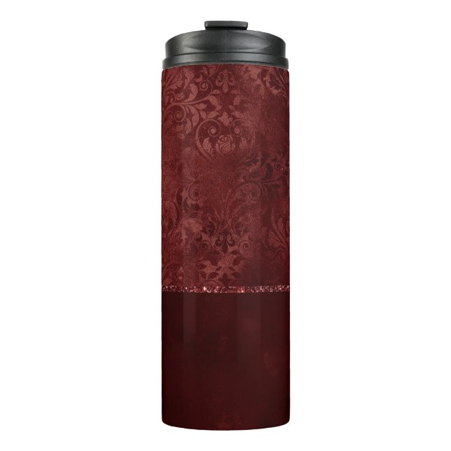 Garrafa Térmica Midnight Henna Romance | Red Satinge Damask (Frente)