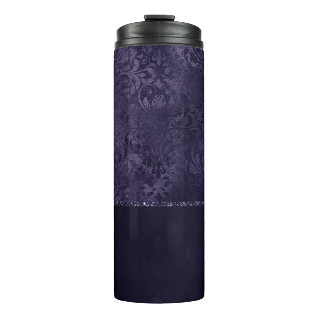 Garrafa Térmica Midnight Indigo Romance | Satinge Damask (Frente)