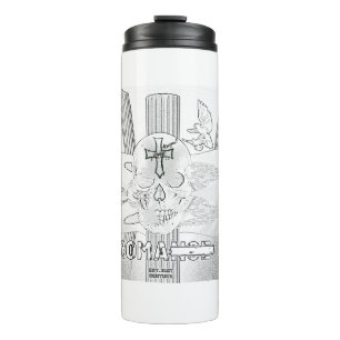 Garrafa Térmica Mikitiez dreamer skull tatuagem no arco-íris rosa