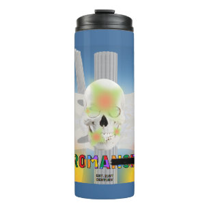 Garrafa Térmica Mikitiez dreamer skull tatuagem no arco-íris rosa 