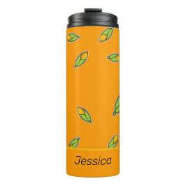 Garrafa Térmica Milho de nome personalizado em laranja