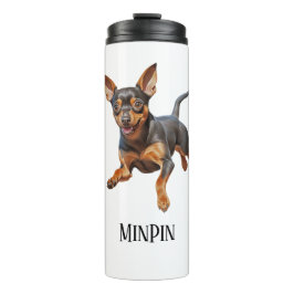 Garrafa Térmica Minha cadela pinscher miniatura filhote feliz