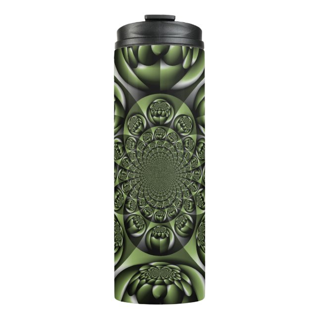 Garrafa Térmica Miniesferas de Floresta Verde Branca (Frente)