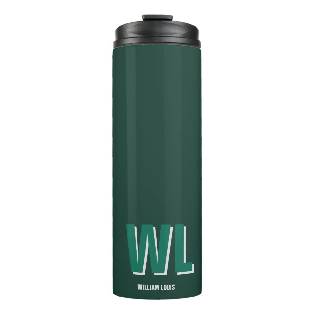 Garrafa Térmica Minimalist Emerald Green Personalized Monogram  (Frente)