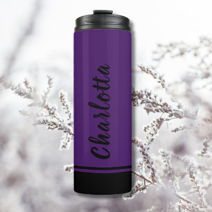 Garrafa Térmica Mínimo Elegante preto roxo profundo personalizado