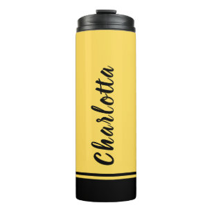 Garrafa Térmica Mínimo Personalizado de Elegante Preto Amarelo de 