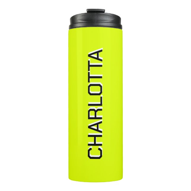 Garrafa Térmica Mínimo Personalizado de Elegante Preto Amarelo Neo (Frente)