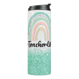 Garrafa Térmica Mint Green Glitter Professora Personalizada