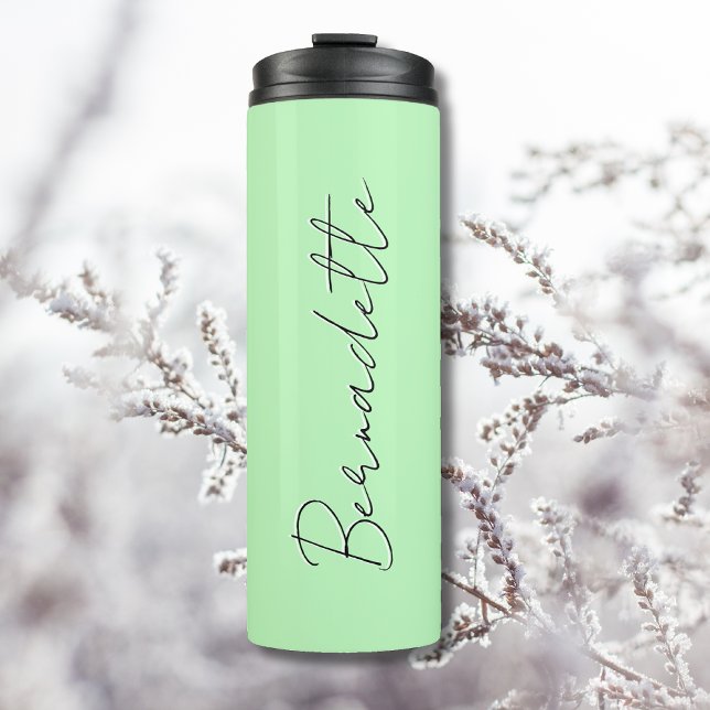 Garrafa Térmica Mint Preto Elegante Preto Mínimo Personalizado (Criador carregado)