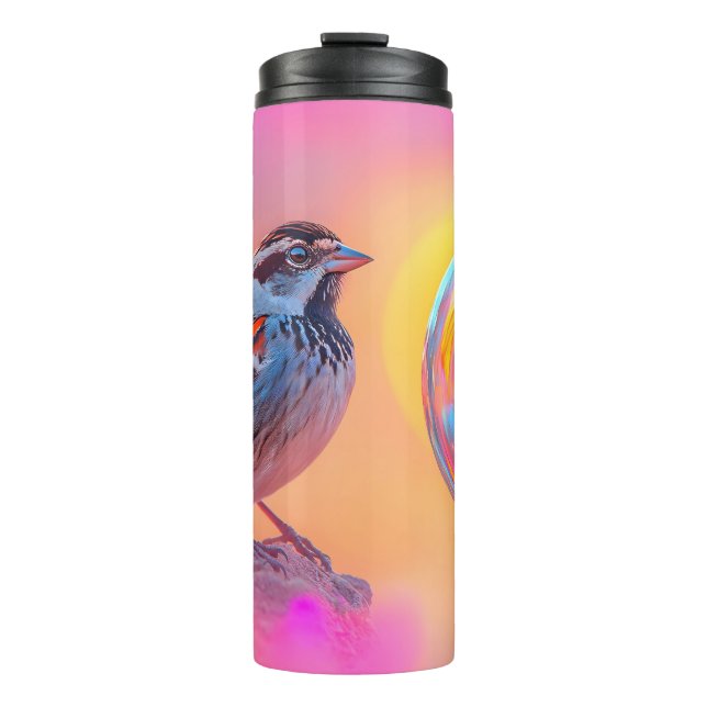 Garrafa Térmica Minúscula colorida e bolha arco-íris (Frente)