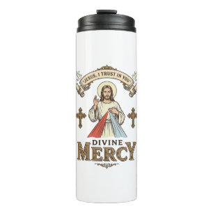 Garrafa Térmica Misericórdia Divina Jesus Gravura Vintage Camiseta
