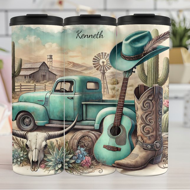 Garrafa Térmica mistério pessoal do monograma do pé-grande-cósmico (Criador carregado)