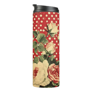 Garrafa Térmica Mistura bonito de Pontos Vermelhos do Coração