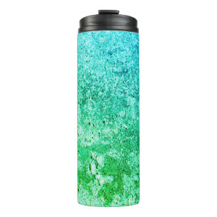 Garrafa Térmica Mistura De Gradação De Cores Verdes E Azuis