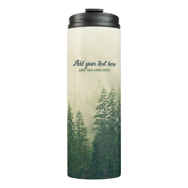 Garrafa Térmica Misty Pine Forest Trees - Proteção Personalizada (Frente)