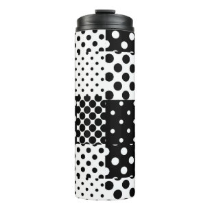 Garrafa Térmica Moda Preto e Branco Pontos Estilo Design