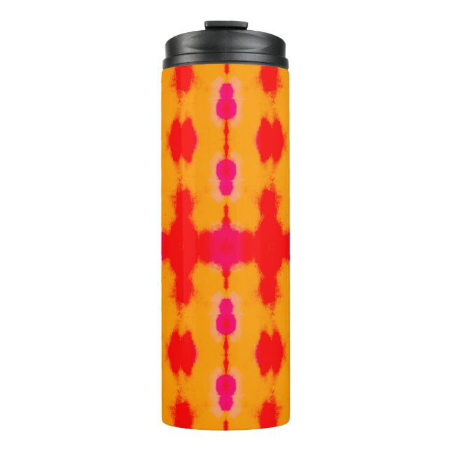 Garrafa Térmica Moda Red Boho. Carpete Persa. Camada de Aquarela (Frente)