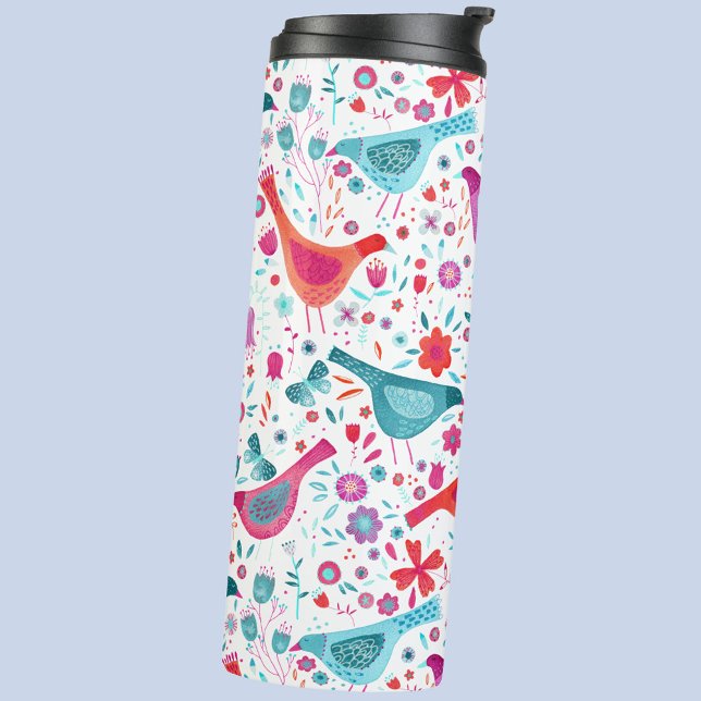 Garrafa Térmica Modern Bird Watercolor (Watercolor bird art thermal tumbler)