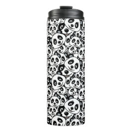 Garrafa Térmica Modern Black and White Cute Panda Bear Pattern