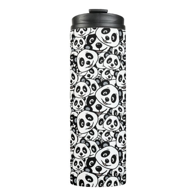Garrafa Térmica Modern Black and White Cute Panda Bear Pattern (Frente)