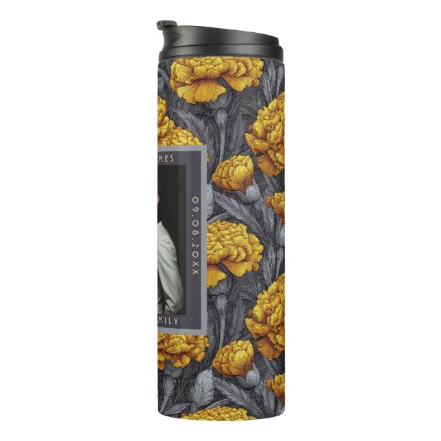 Garrafa Térmica Modern Custom Carnation Floral Barn Wedding (Rotação à direita)