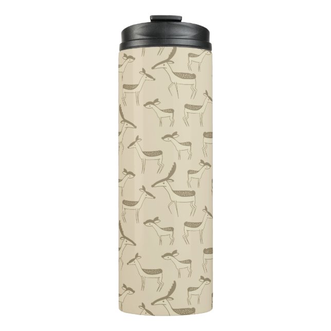 Garrafa Térmica Modern Deer Illustration Beige Pattern (Frente)