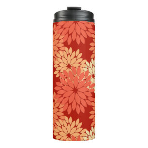 Garrafa Térmica Modern Floral Kimono Impressão, Mandarin Orange