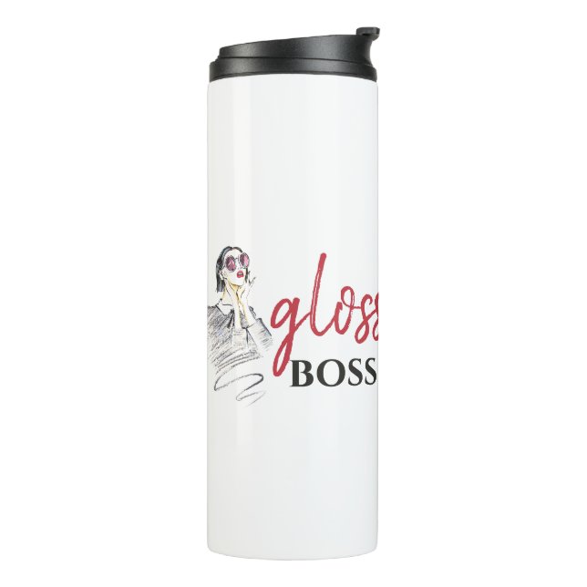 Garrafa Térmica Modern Gloss Boss Girl Black Red Funny Art (Giro à esquerda)