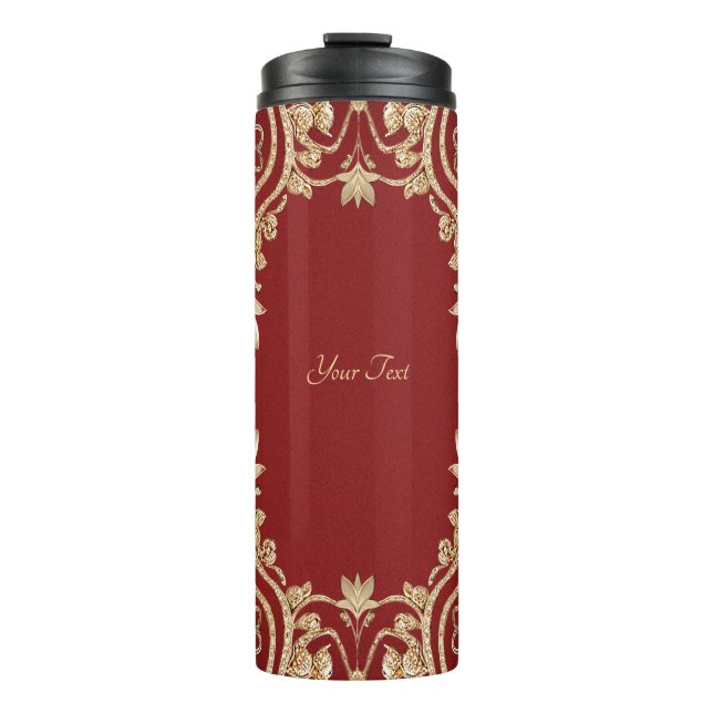 Garrafa Térmica Modern Gold Red Floral Thermal Tumbler