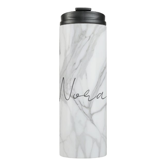 Garrafa Térmica Modern Personalized White Marble Pattern (Frente)