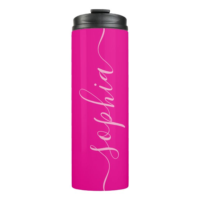 Garrafa Térmica Modern Pink Script Name Thermal Tumbler (Frente)