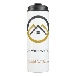 Garrafa Térmica Modern Real Estate white and gold custom logo 