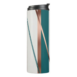 Garrafa Térmica Modern Striped Teal and Copper Thermal Tumbler