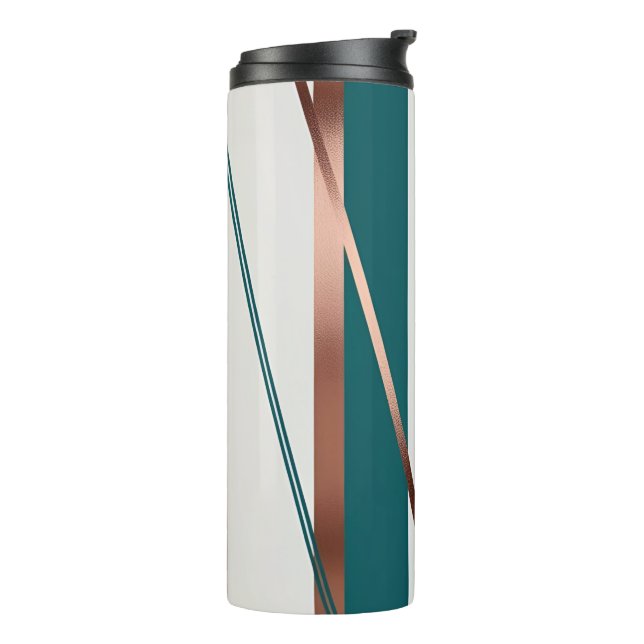 Garrafa Térmica Modern Striped Teal and Copper Thermal Tumbler (Giro à esquerda)