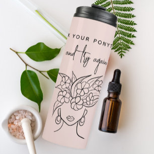 Garrafa Térmica Moderna Tente Novamente Mulher com Planta Personal