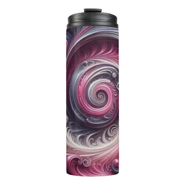 Garrafa Térmica Moderno Abstrato Simples Redemoinho Rosa e Roxo (Frente)