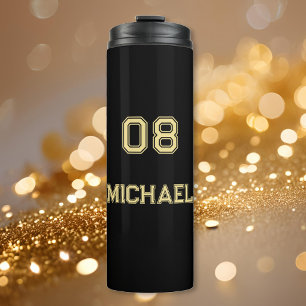 Garrafa Térmica Moderno Black Dourado Player Name Jersey Number Sp