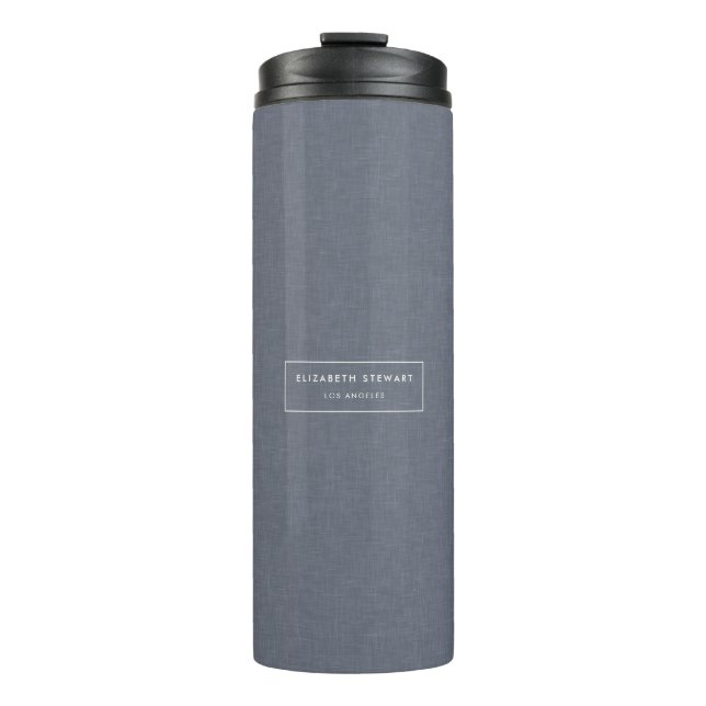 Garrafa Térmica Moderno Minimalista Profissional Linho Azul Marfim (Frente)