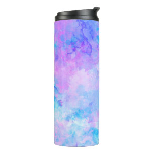 Garrafa Térmica Molas de Aquarelas de Púrpura e Turquesa