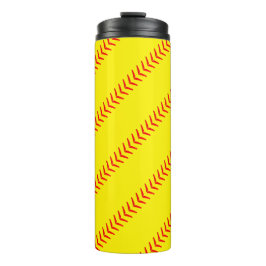 Garrafa Térmica Molas de Softball Amarelo-Brilhante (Costuras)