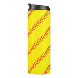Garrafa Térmica Molas de Softball Amarelo-Brilhante (Costuras)