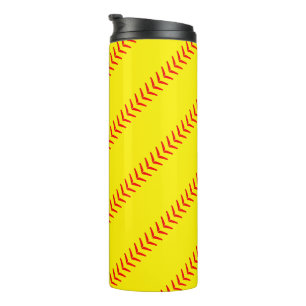 Garrafa Térmica Molas de Softball Amarelo-Brilhante (Costuras)