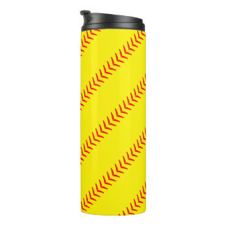 Garrafa Térmica Molas de Softball Amarelo-Brilhante (Costuras)