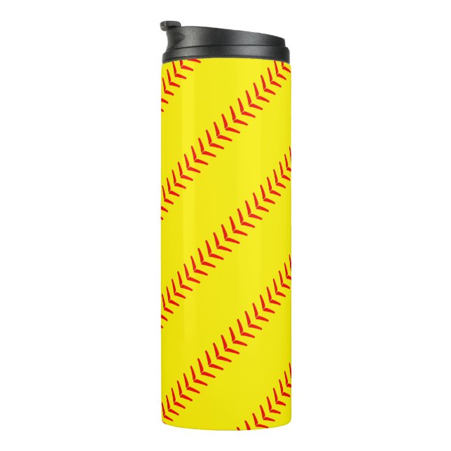 Garrafa Térmica Molas de Softball Amarelo-Brilhante (Costuras) (Rotação à direita)