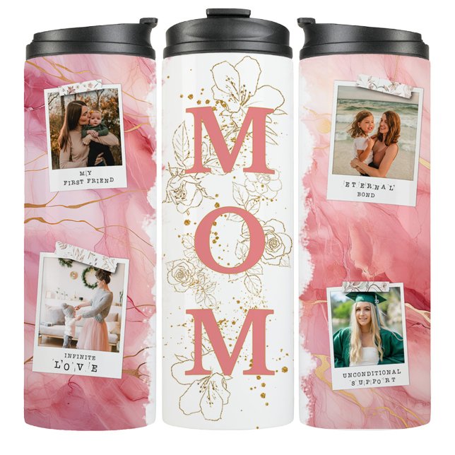Garrafa Térmica Mom 4 Photo Snapshots Coffee Travel Tumbler Mug (Criador carregado)