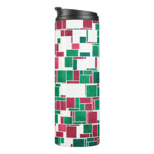 Garrafa Térmica Mondrian de Natal Vermelho e Verde Moderno