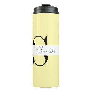 Garrafa Térmica Monograma Amarelo Pastel Personalizado