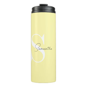 Garrafa Térmica Monograma Amarelo Pastel Personalizado