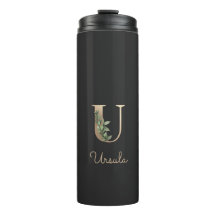 Monograma Botânico Elegante - Letra Dourada U